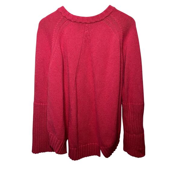 Tuckernuck Sweater Pink Wool Cashmere Chunky Cozy Knit Hi Lo Ribbed Sleeve Hem M - Picture 3 of 6